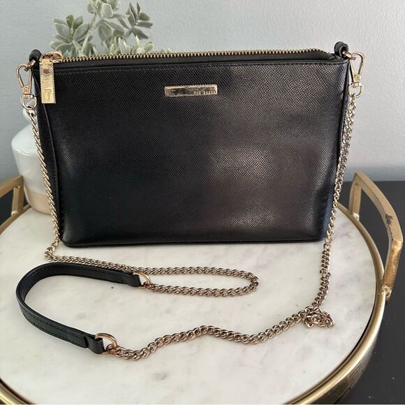Ted Baker Black Mini Grain Minimalist Crossbody Bag with Gold Chain Hardware - Picture 2 of 16